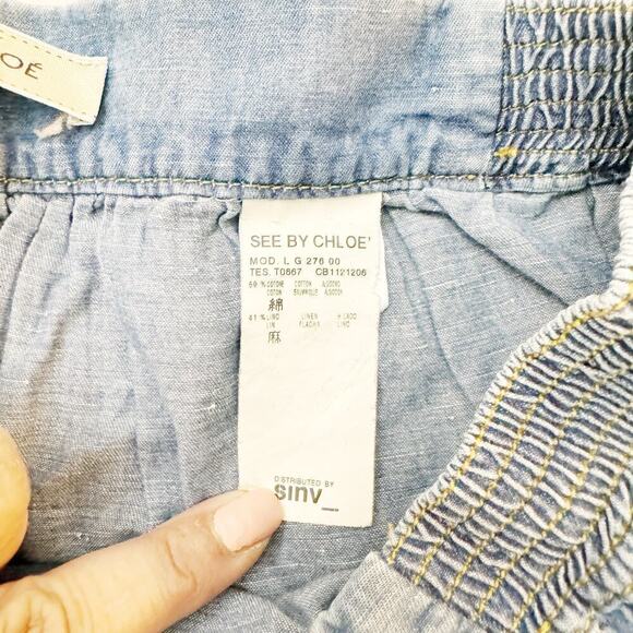 See by Chloé A Line Button Down Denim Jean Mini Skirt SZ04 - Picture 4 of 5